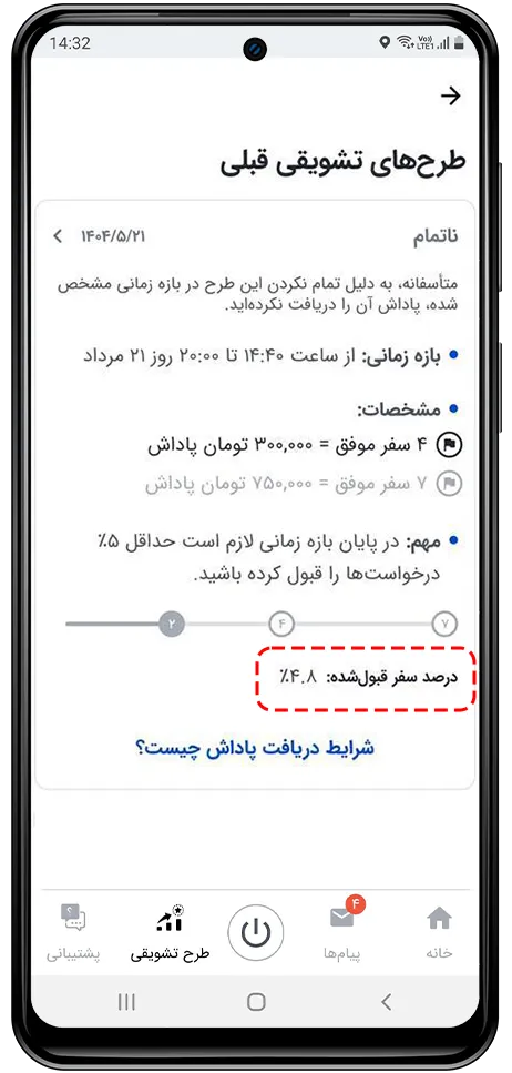 طرح تشویقی براساس درصد سفر قبولشده (نیشابور) باشگاه رانندگان اسنپ طرح تشویقی براساس درصد سفر قبولشده (نیشابور) باشگاه رانندگان اسنپ