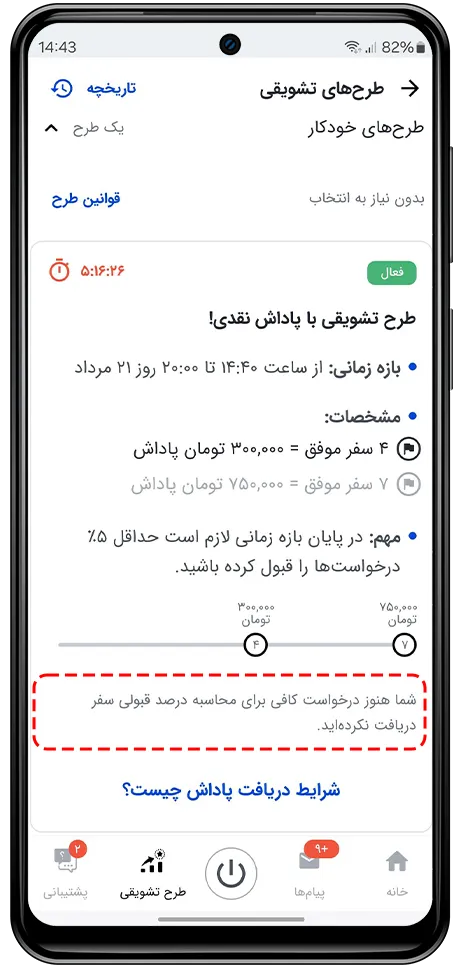 طرح تشویقی براساس درصد سفر قبولشده (نیشابور) باشگاه رانندگان اسنپ طرح تشویقی براساس درصد سفر قبولشده (نیشابور) باشگاه رانندگان اسنپ